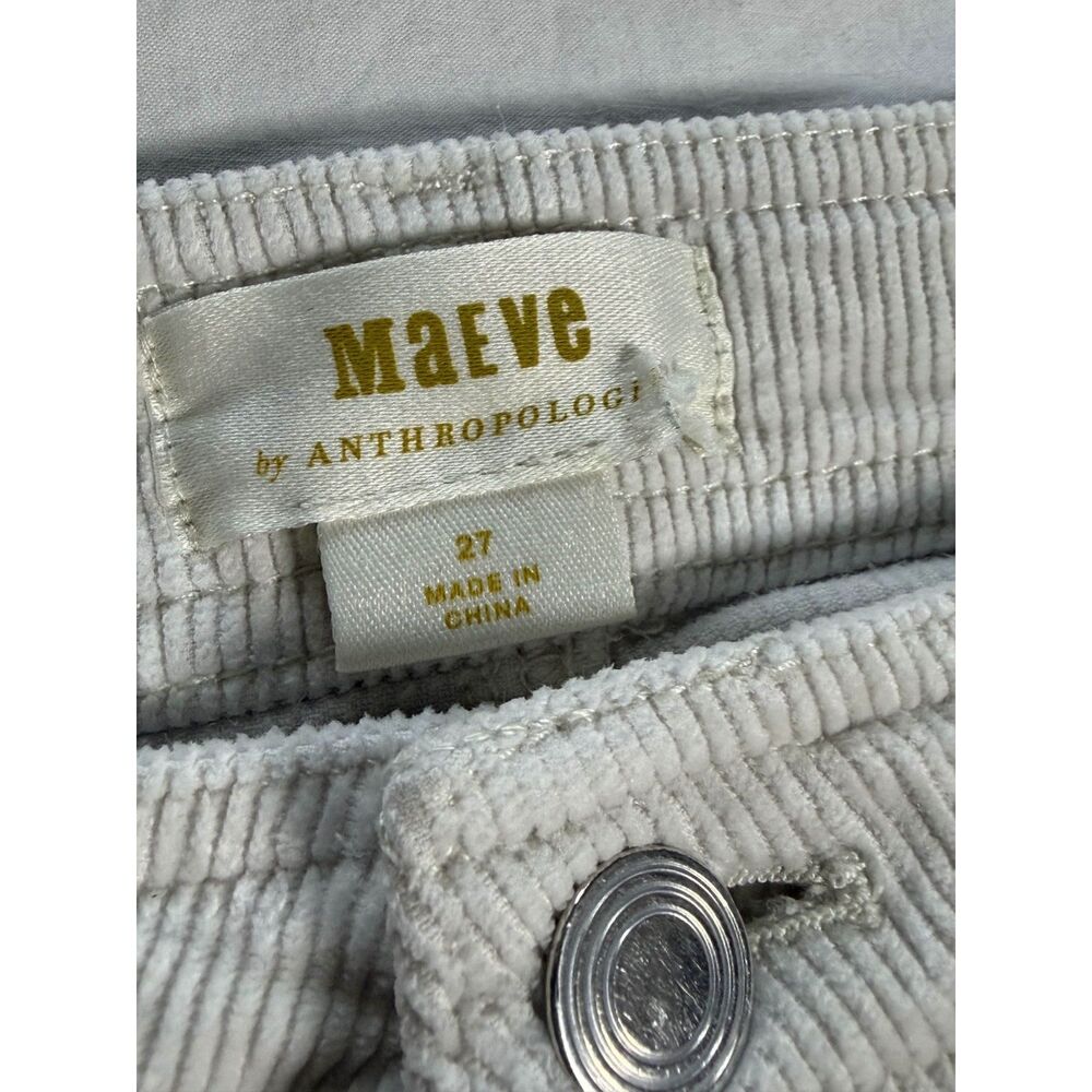 Maeve by Anthropologie Wide Leg Corduroy Pants 27 Ivory Cream High Rise Pocket - Picture 4 of 13
